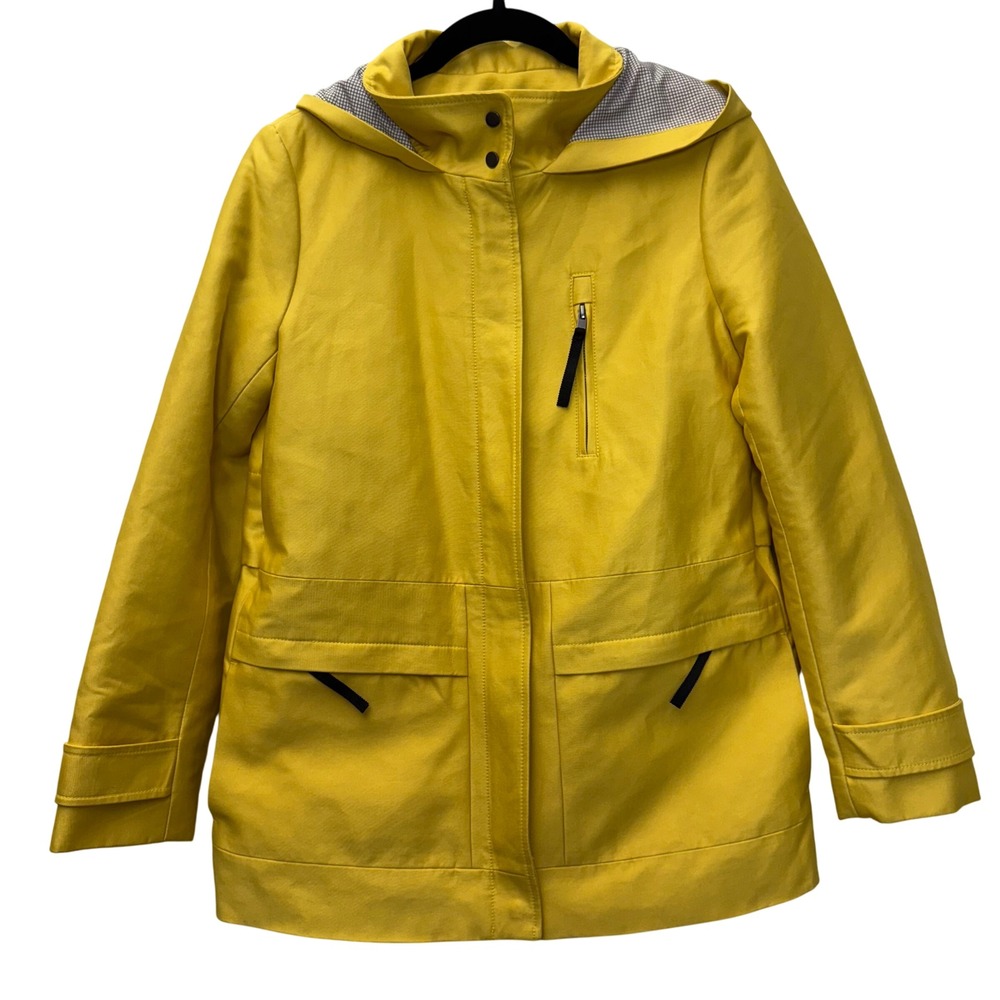 Zara Hooded Parka Yellow Jacket Size Small